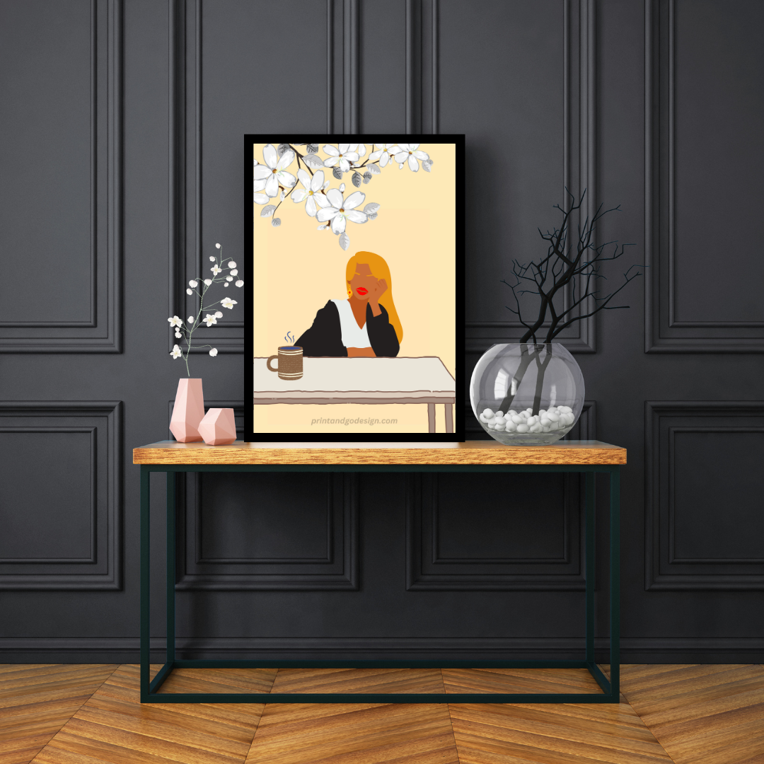 Beautiful Black Woman wall art print - set of 5- in multi tones. Modern print for any room decor