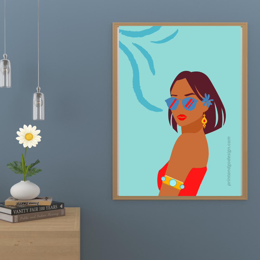 Beautiful Black Woman wall art print - set of 3- in multi tones. Modern print for any room decor