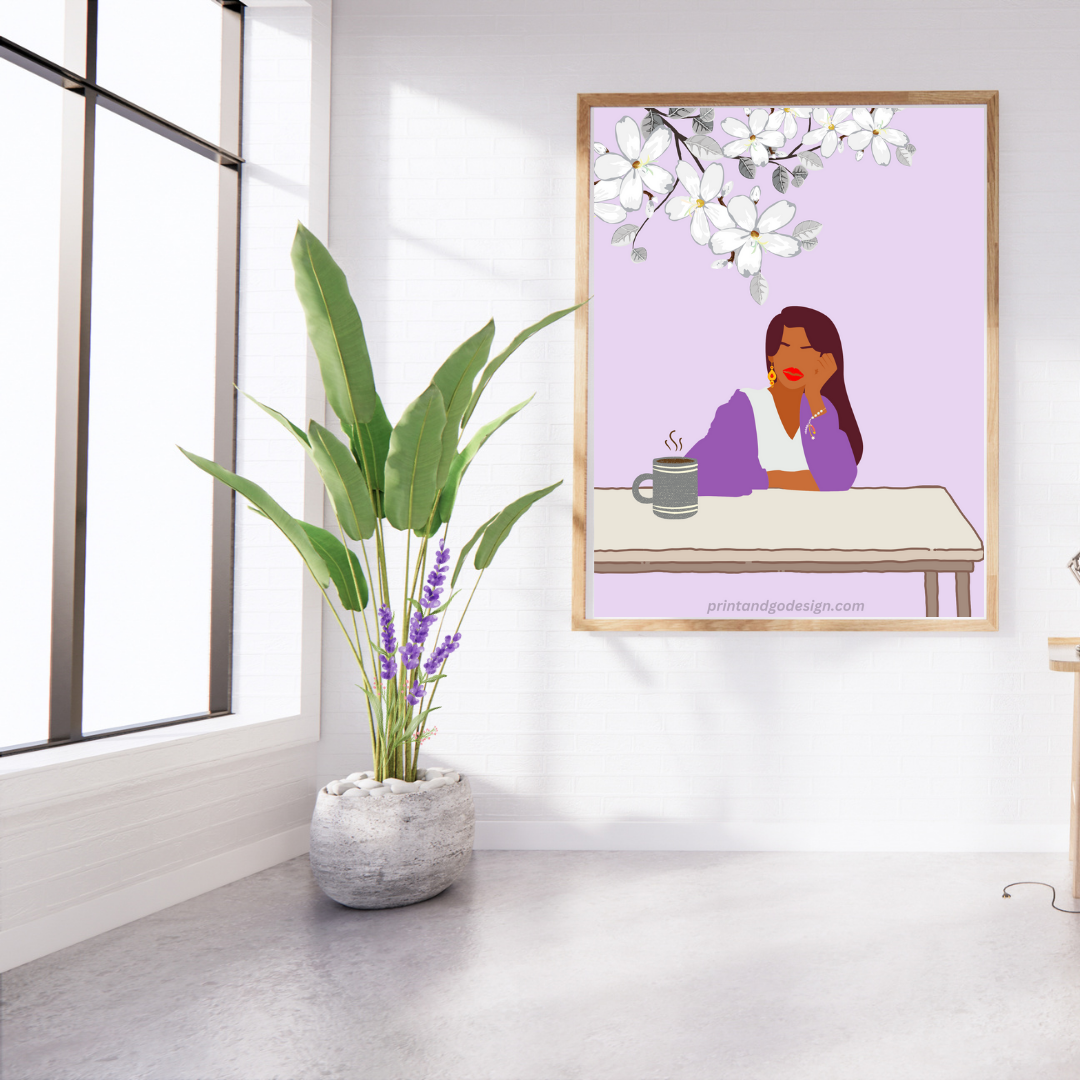 Beautiful Black Woman wall art print - set of 5- in multi tones. Modern print for any room decor