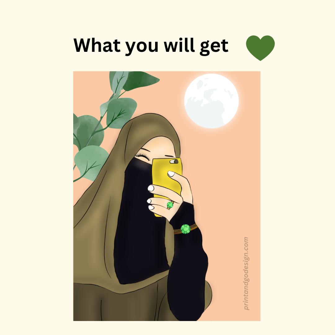 Beautiful Hijab Wall Art print in multi tones, modern print for any room decor