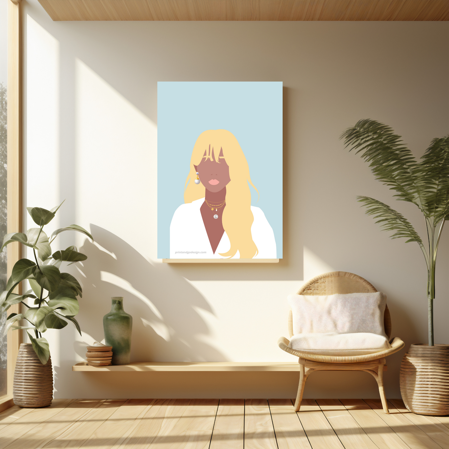 Beautiful Black Woman wall art print - set of 2- in multi tones. Modern print for any room decor
