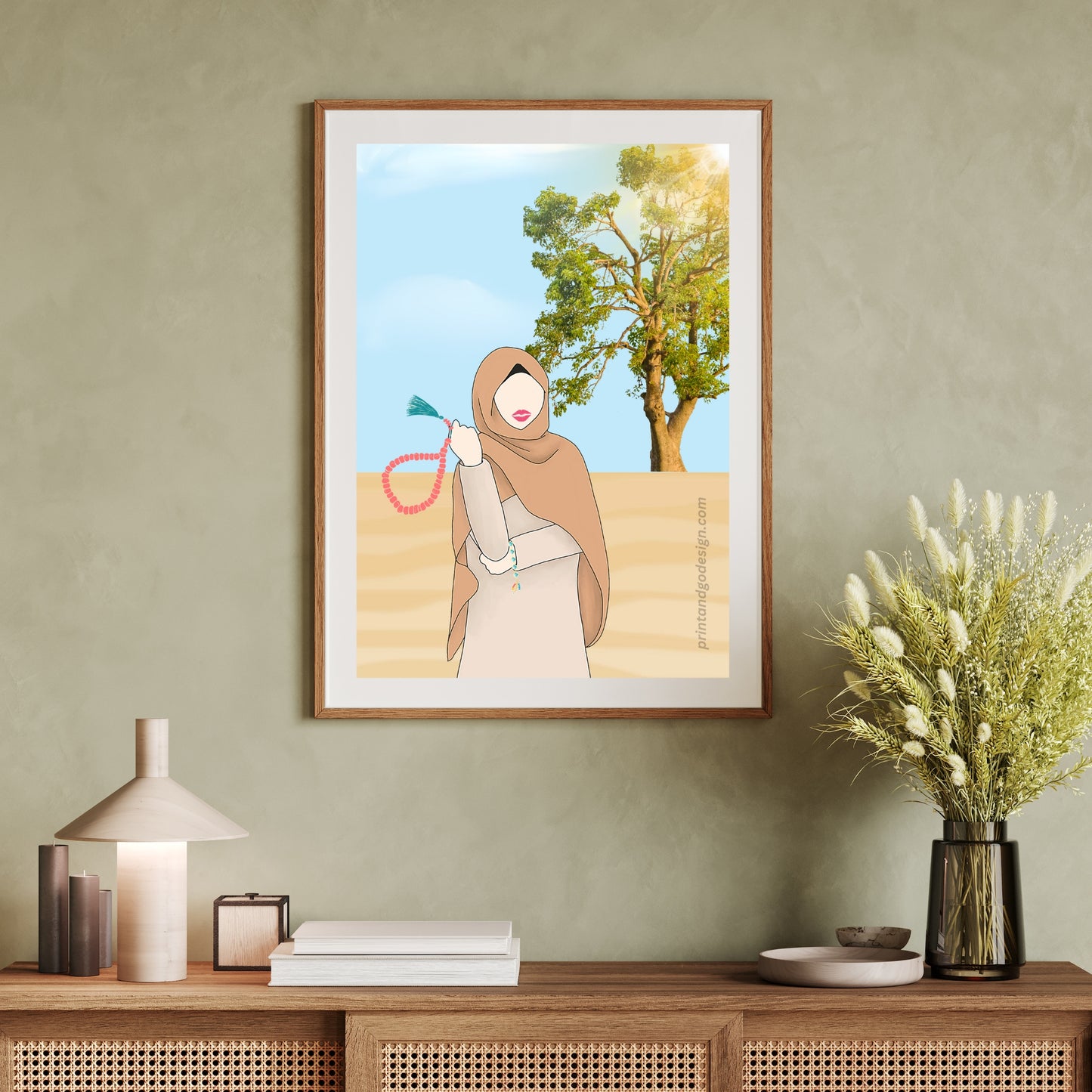 Beautiful Hijab Wall Art print- set of 2- multi tones, modern print for any room decor