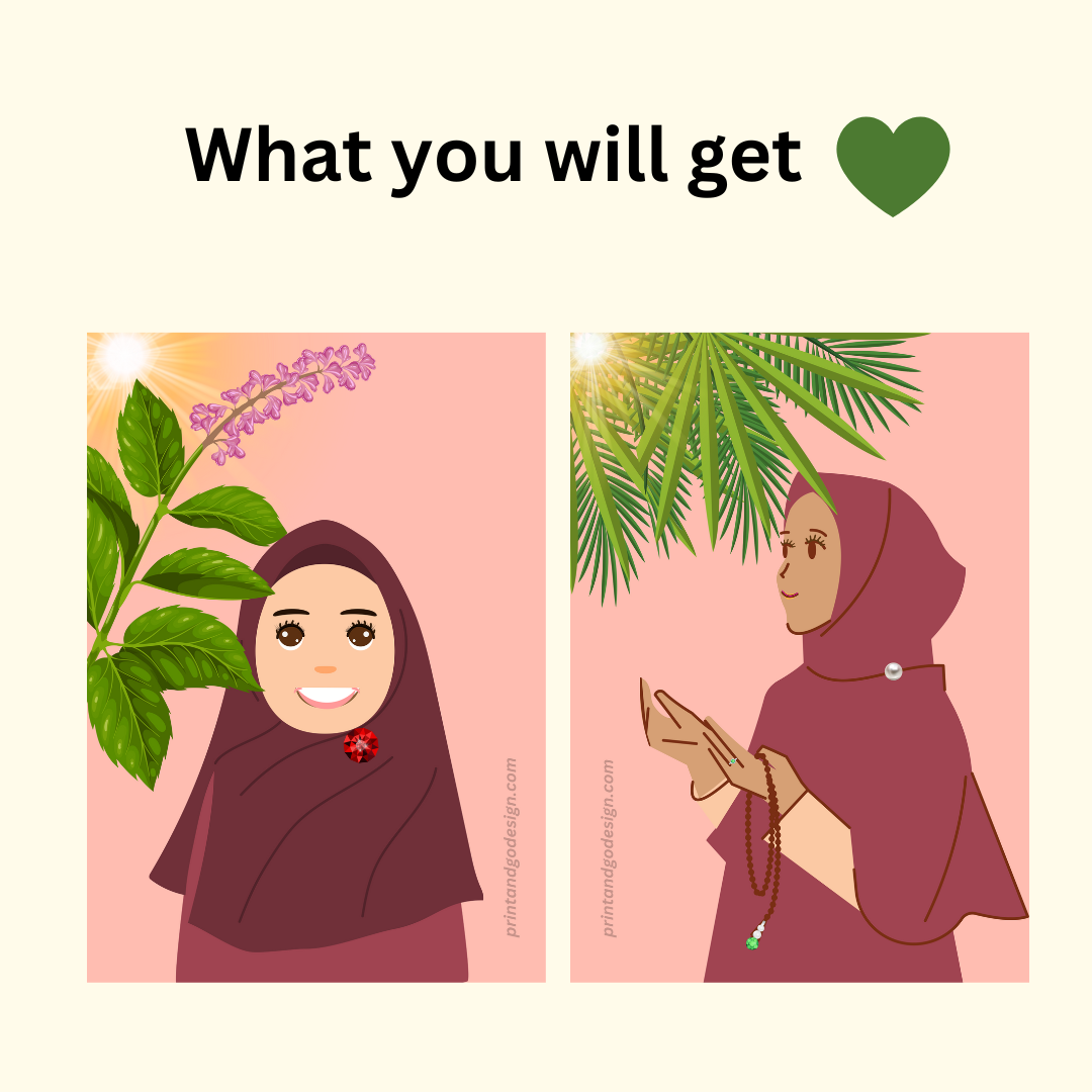 Beautiful Hijab Wall Art print- set of 2- in multi tones, modern print for any room decor