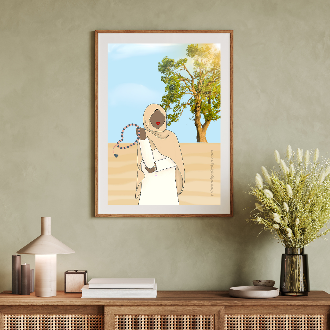 Beautiful Hijab Wall Art print- set of 2- in multi tones, modern print for any room decor