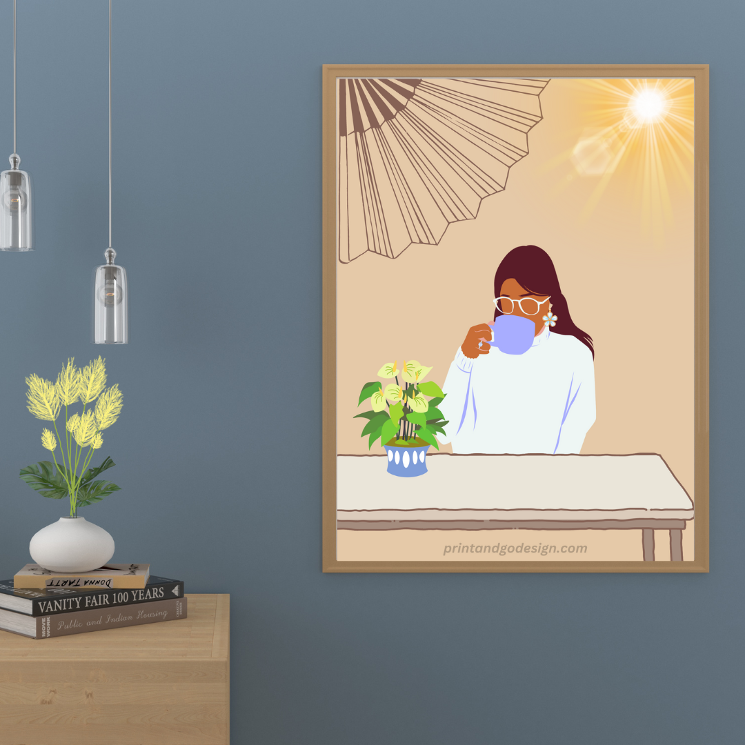 Beautiful Black Woman wall art print- set of 4- in multi tones. Modern print for any room decor