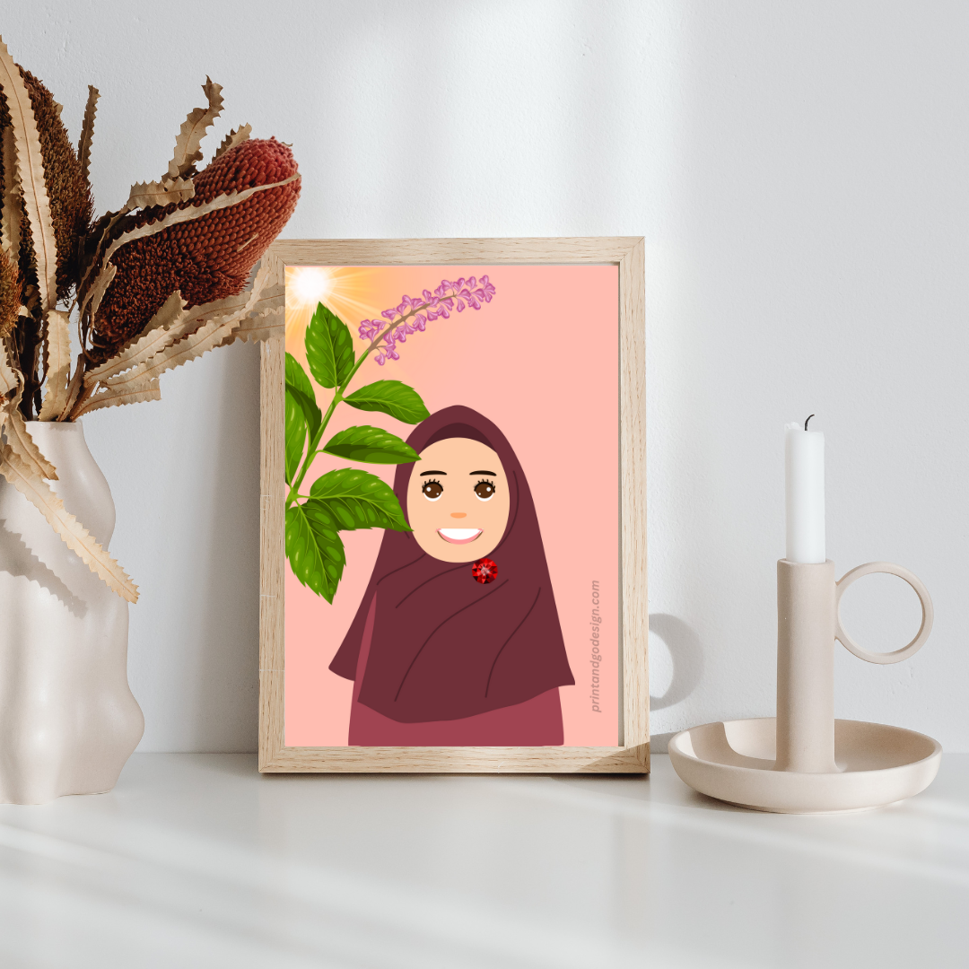 Beautiful Hijab Wall Art print- set of 2- in multi tones, modern print for any room decor