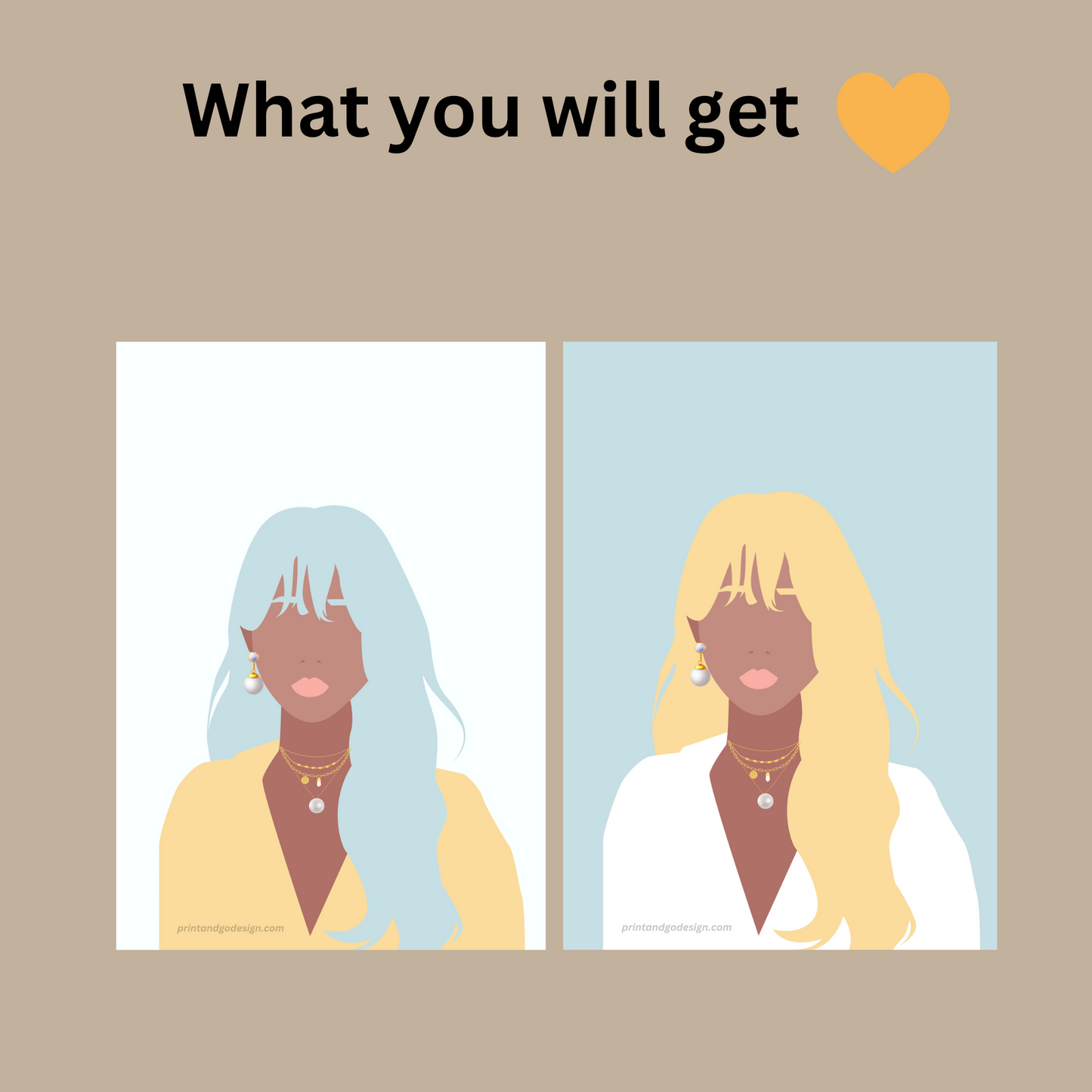 Beautiful Black Woman wall art print - set of 2- in multi tones. Modern print for any room decor