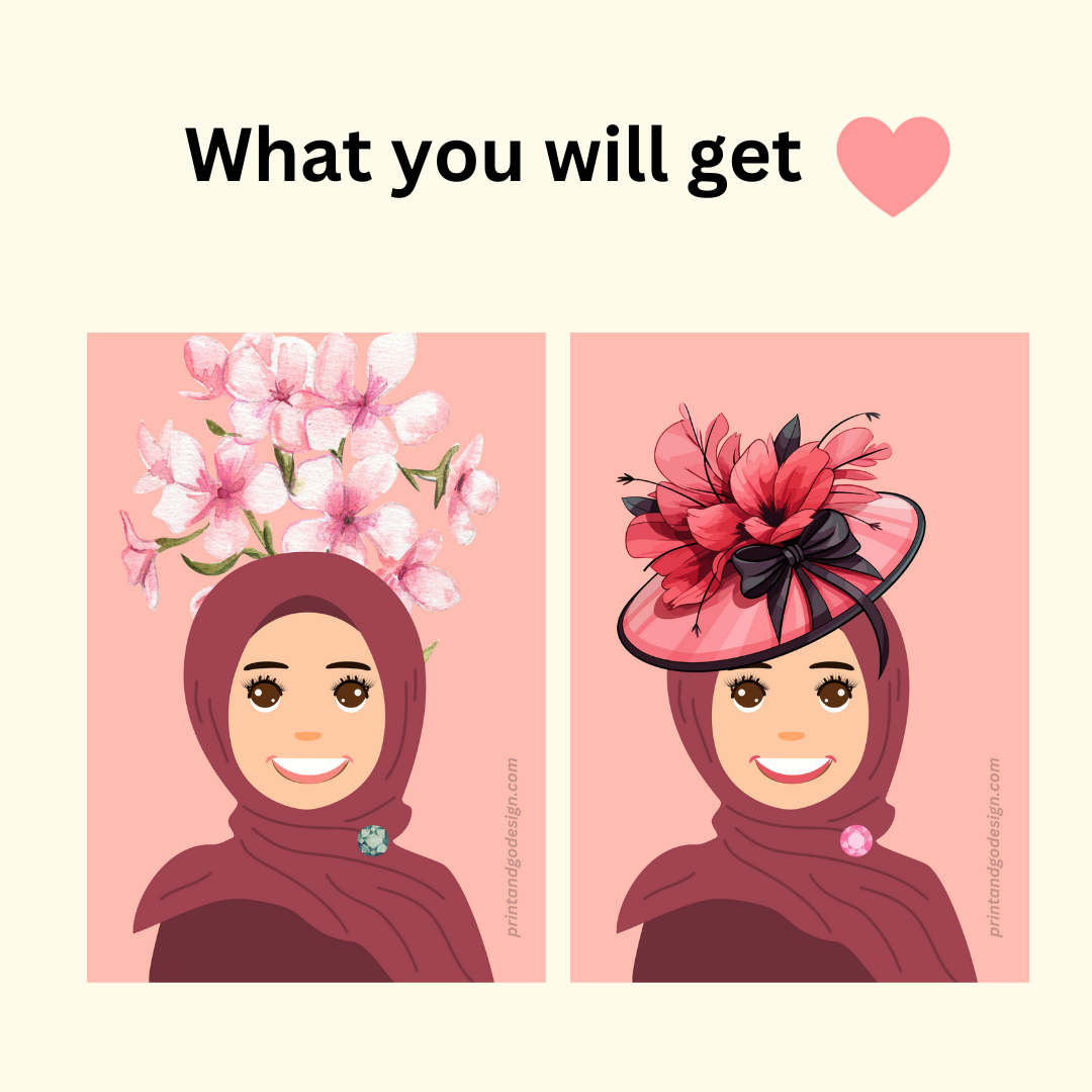 Beautiful Hijab Wall Art print- set of 2- in multi tones, modern print for any room decor