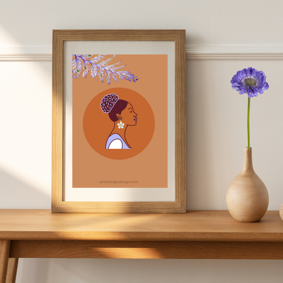 Beautiful Black Woman wall art print - set of 3- in multi tones. Modern print for any room decor