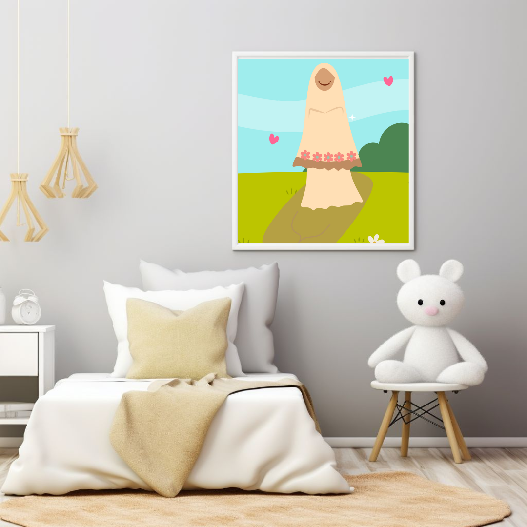 Beautiful Hijab Wall Art print- set of 5- in multi tones, modern print for any room decor