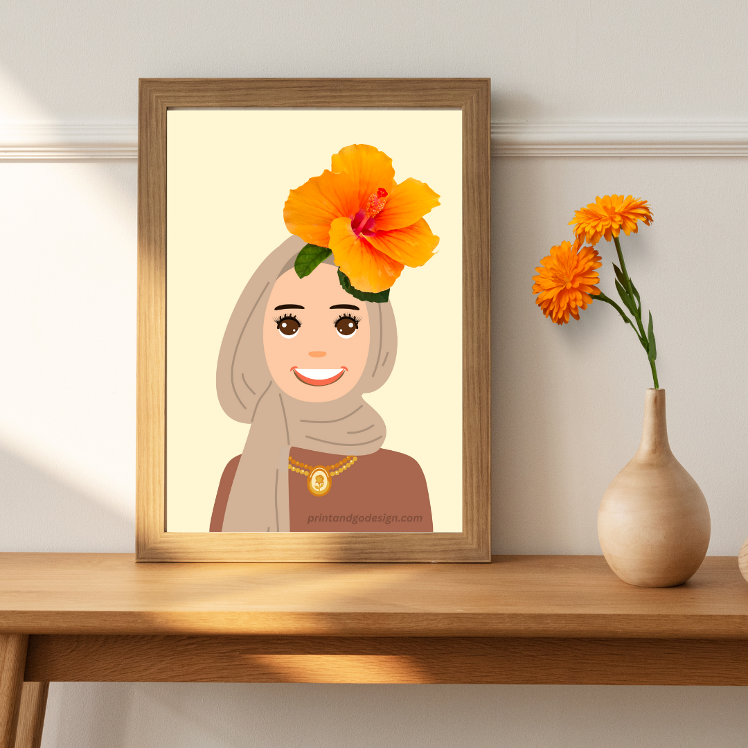 Beautiful Hijab Wall Art print- set of 3- in multi tones, modern print for any room decor
