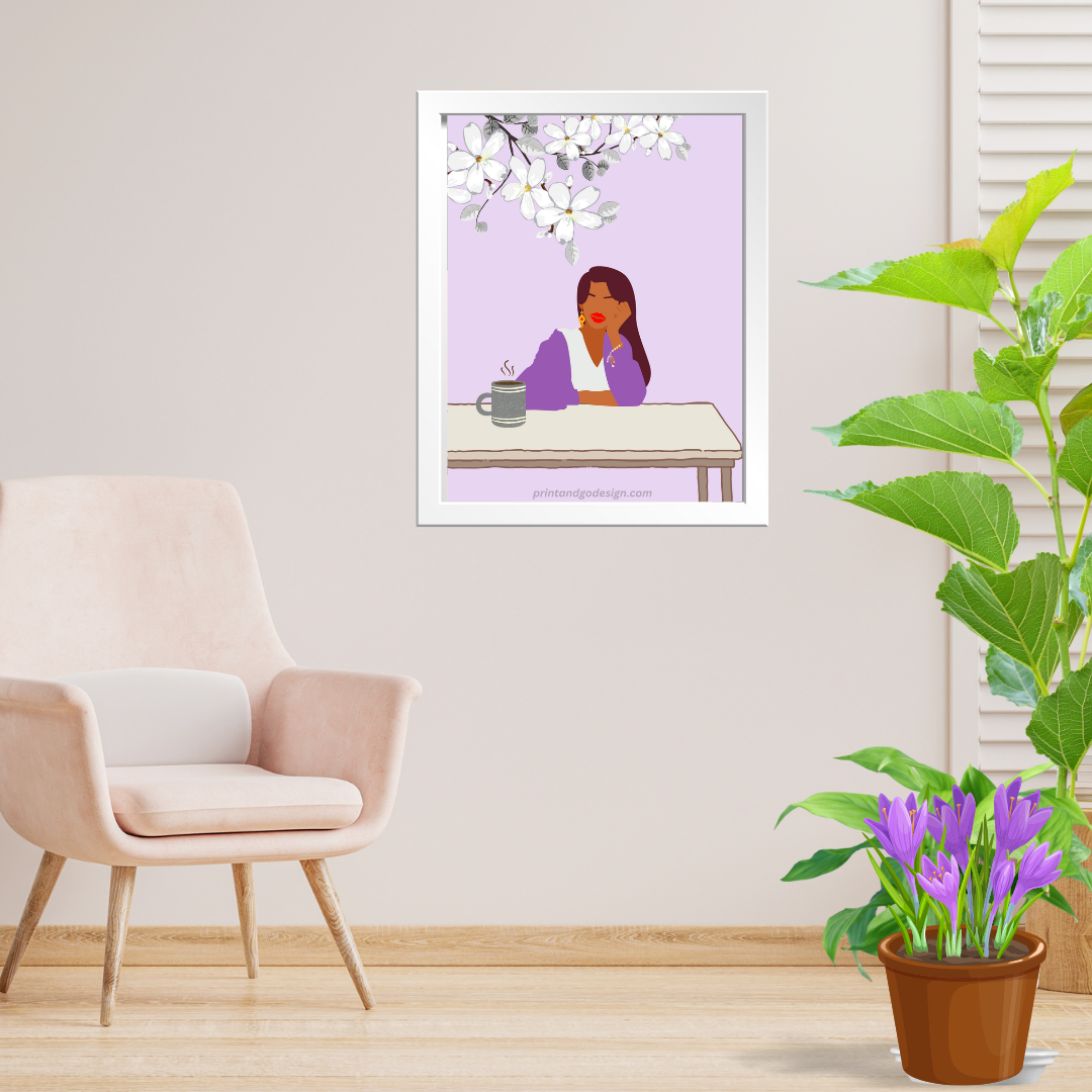 Beautiful Black Woman wall art print - set of 5- in multi tones. Modern print for any room decor