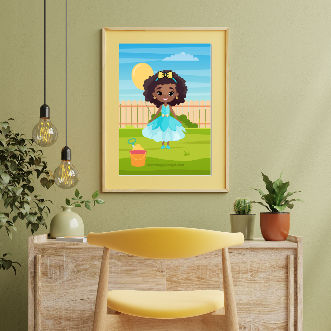 Beautiful little girl Wall Art print in multi tones, modern print for any room decor