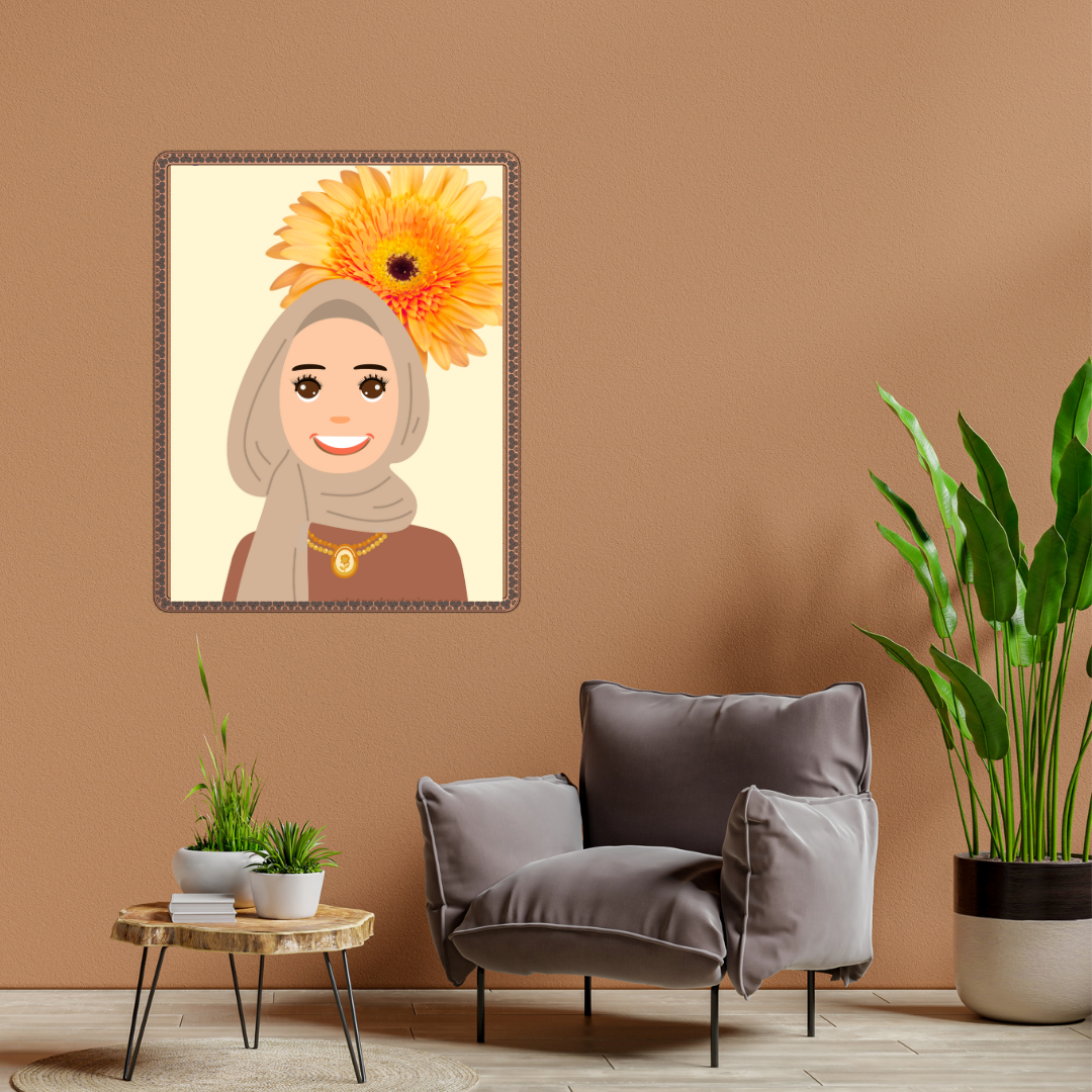 Beautiful Hijab Wall Art print- set of 3- in multi tones, modern print for any room decor