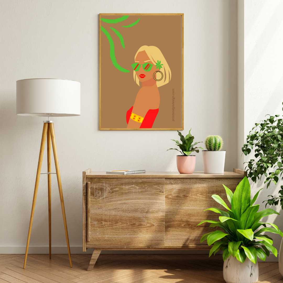 Beautiful Black Woman wall art print - set of 3- in multi tones. Modern print for any room decor