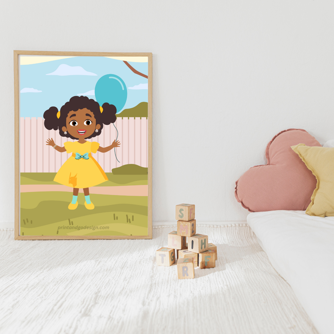 Beautiful little girl Wall Art print in multi tones, modern print for any room decor