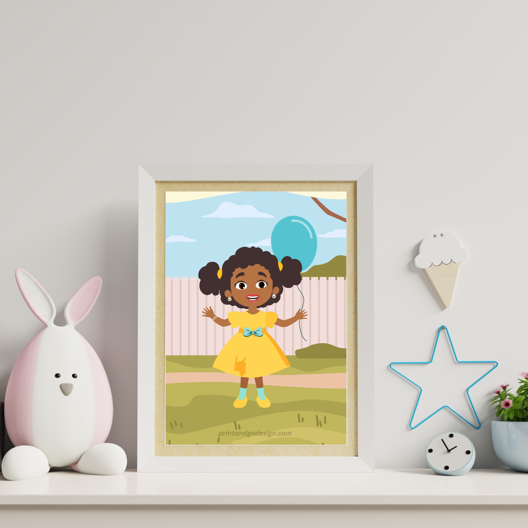 Beautiful little girl Wall Art print in multi tones, modern print for any room decor