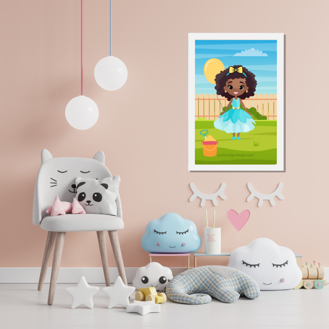 Beautiful little girl Wall Art print in multi tones, modern print for any room decor