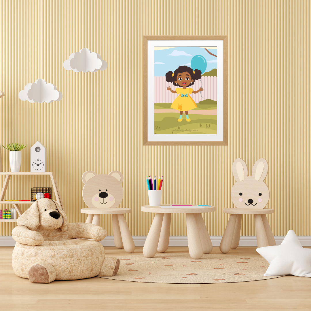 Beautiful little girl Wall Art print in multi tones, modern print for any room decor