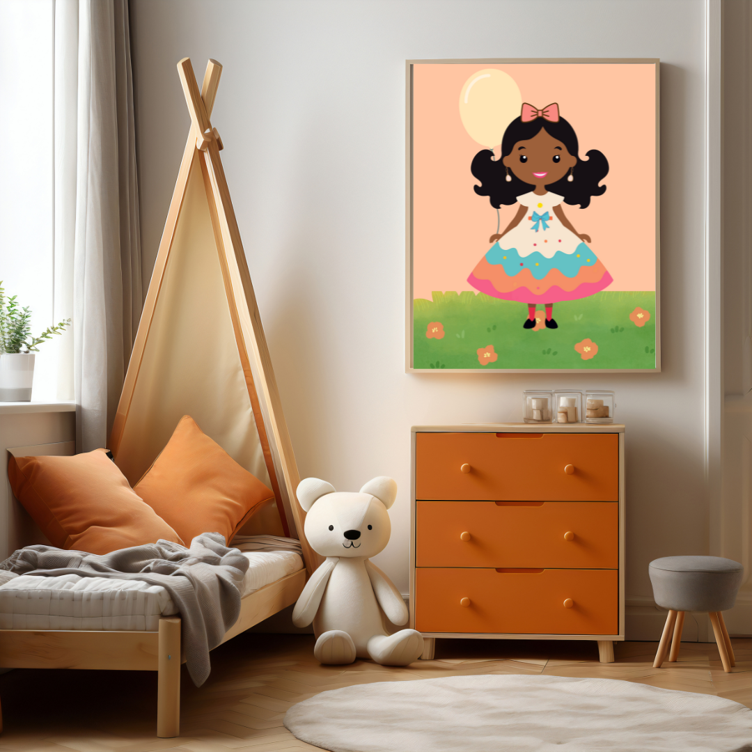 Beautiful little girl Wall Art print in multi tones, modern print for any room decor