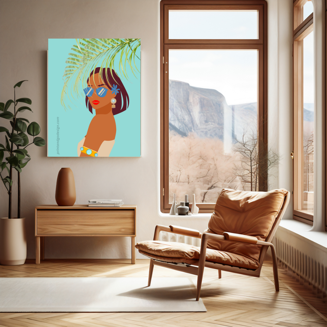 Beautiful Black Woman wall art print- set of 2- in multi tones. Modern print for any room decor