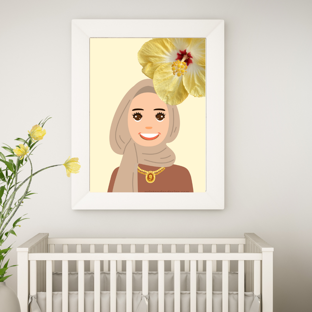 Beautiful Hijab Wall Art print- set of 3- in multi tones, modern print for any room decor
