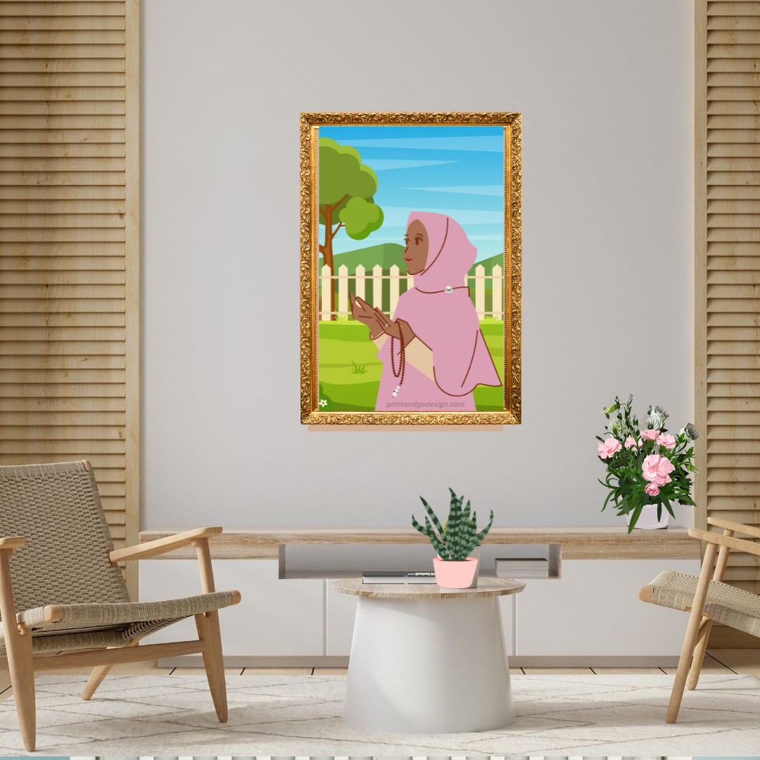Beautiful Hijab Wall Art print- set of 2- in multi tones, modern print for any room decor