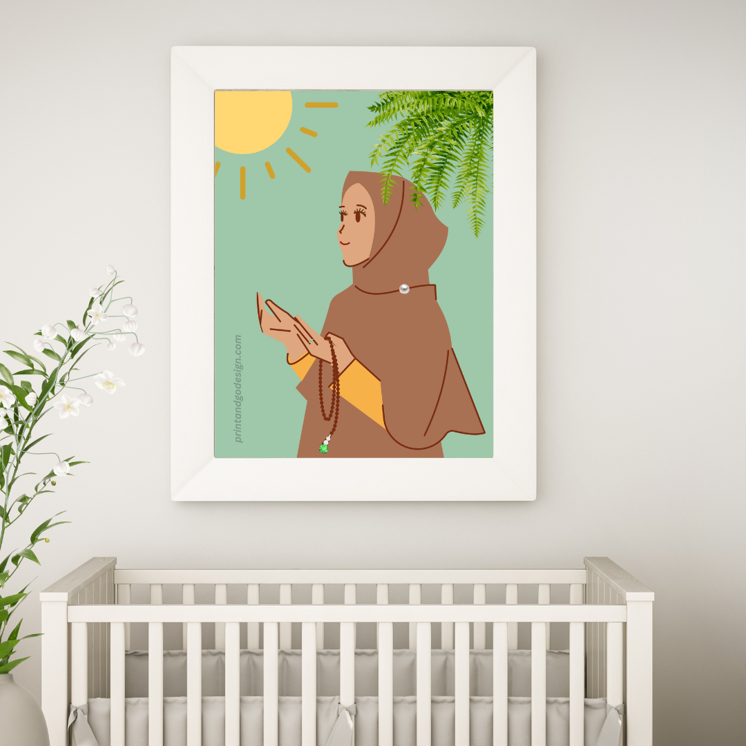 Beautiful Hijab Wall Art print- set of 2- in multi tones, modern print for any room decor