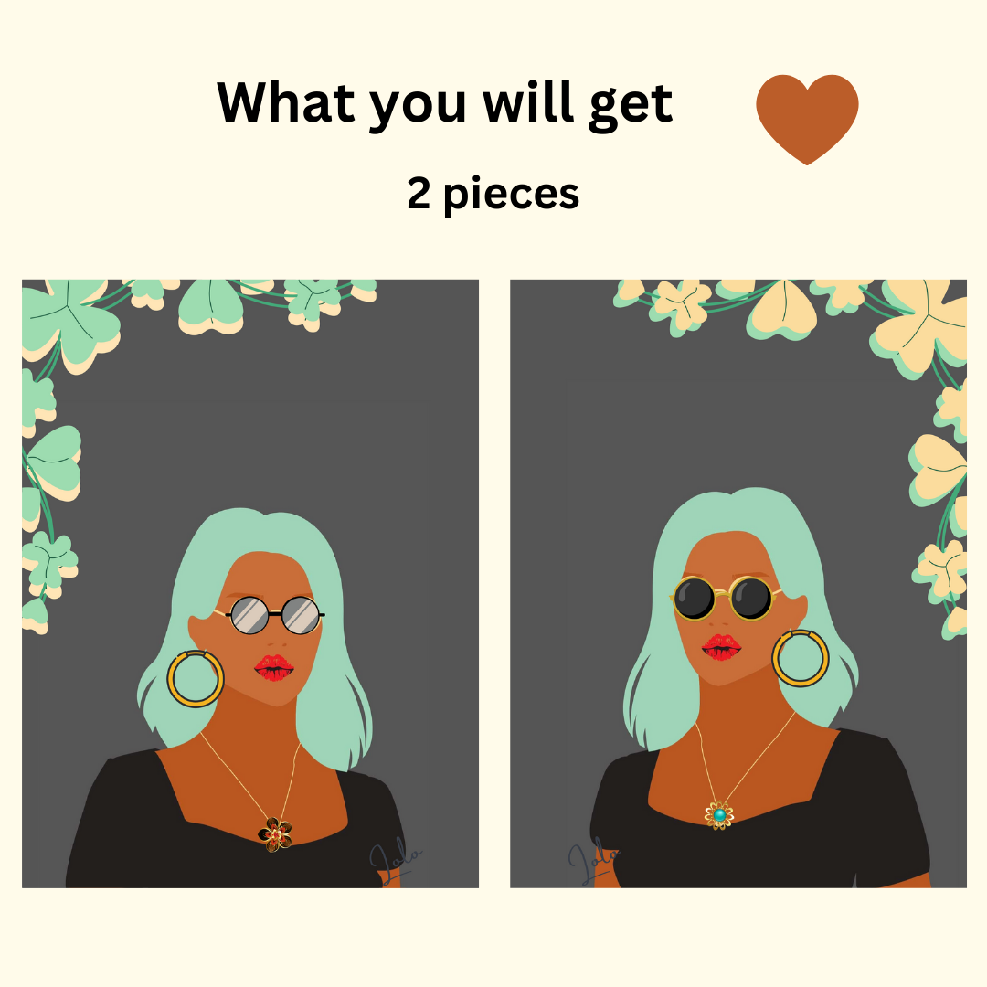 Beautiful Black Woman wall art print - set of 2 - in grey green tones. Modern print for any room decor