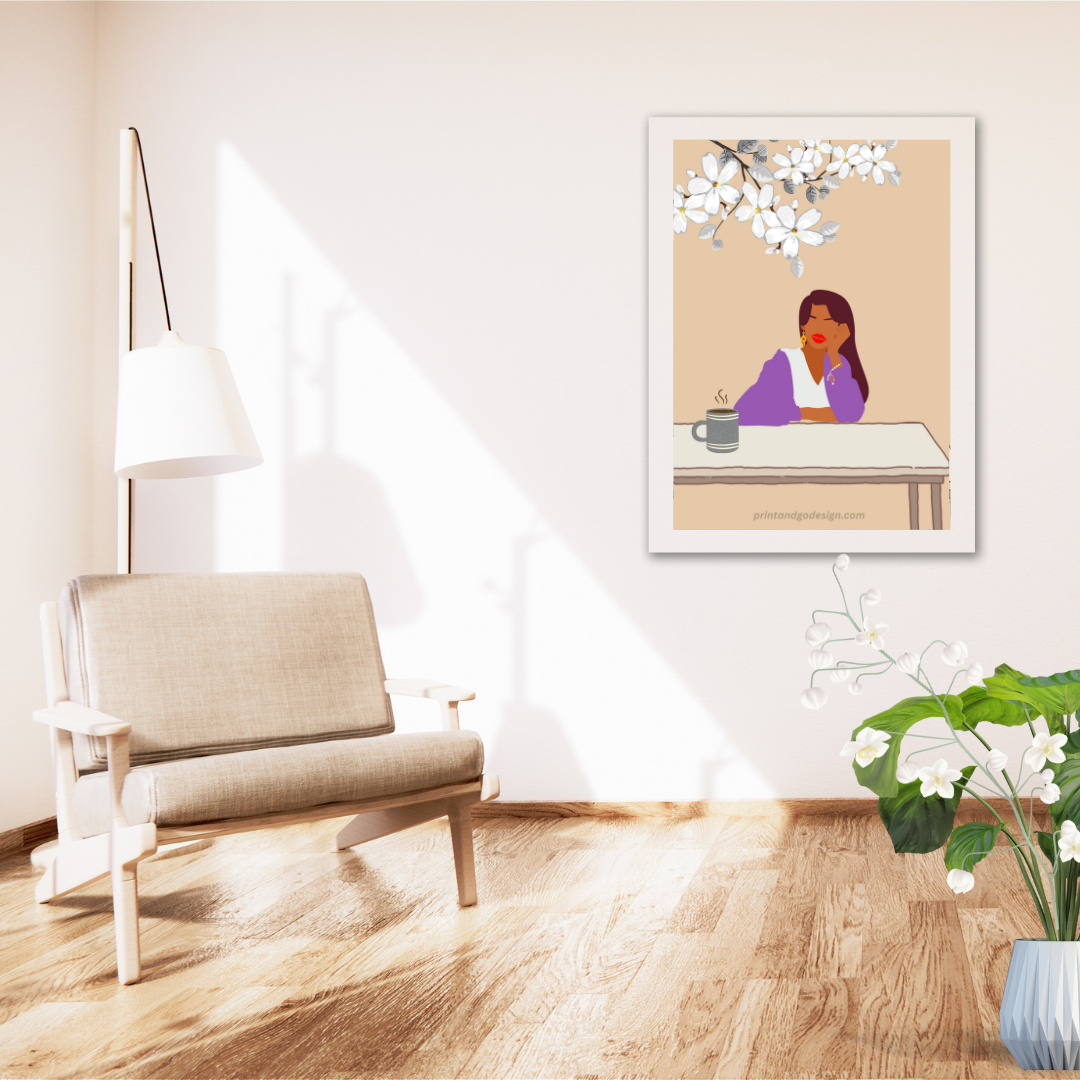 Beautiful Black Woman wall art print - set of 5- in multi tones. Modern print for any room decor