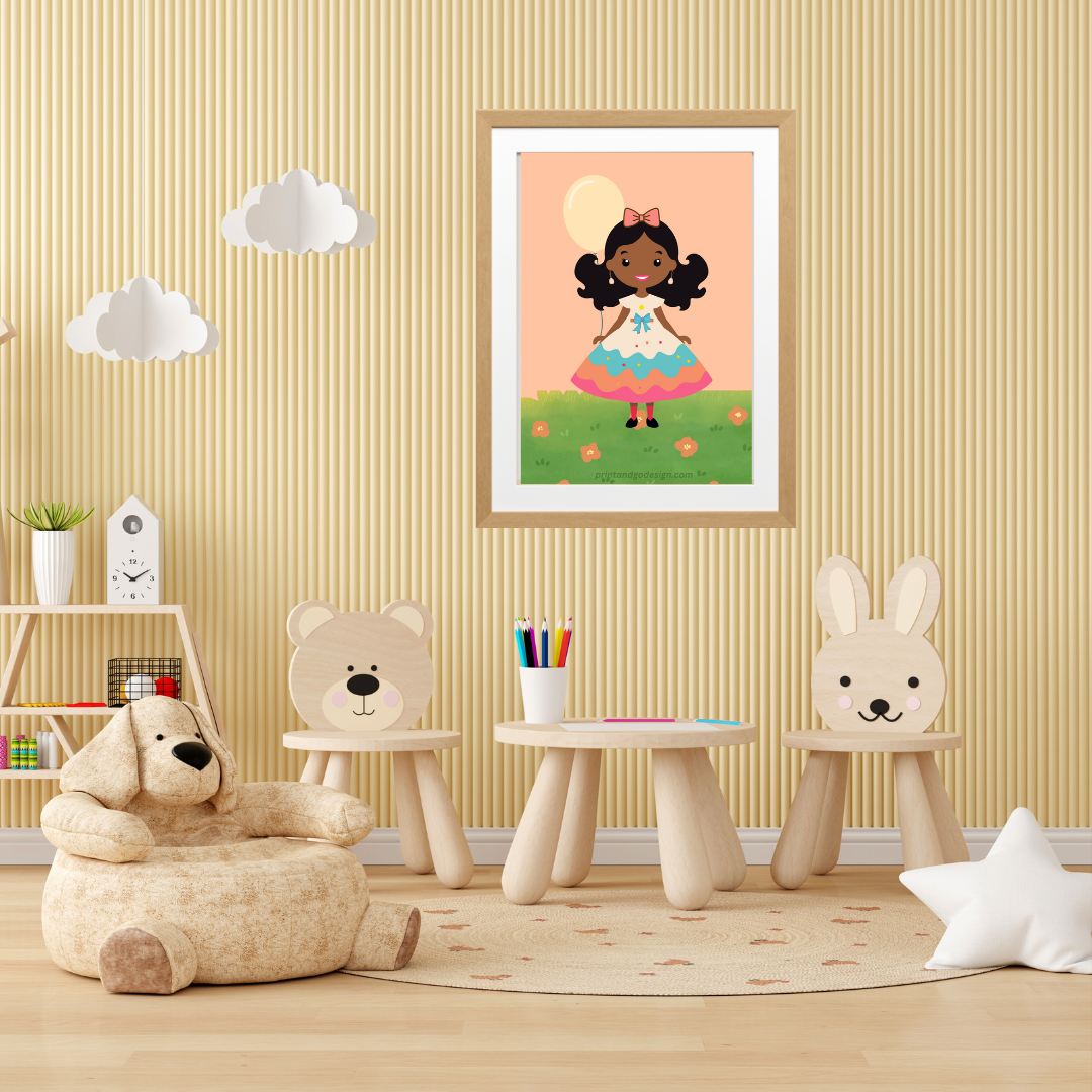 Beautiful little girl Wall Art print in multi tones, modern print for any room decor