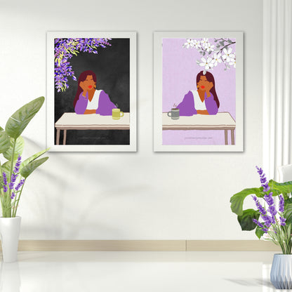 SET OF 2 | Melanin Fashion Wall Prints | Black Woman Illustration Set | Modern Chic Decor