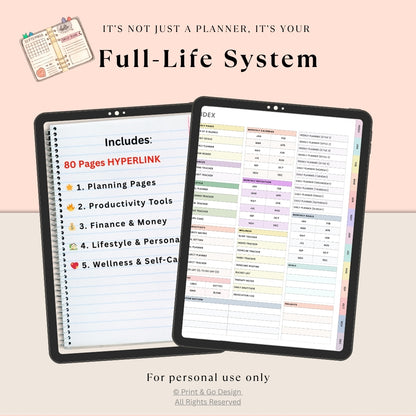 The Ultimate Life-System Digital Planner | 80+ Hyperlinked Pages | Compatible with GoodNotes, Noteshelf, Xodo & PDF for GoodNotes & iPad