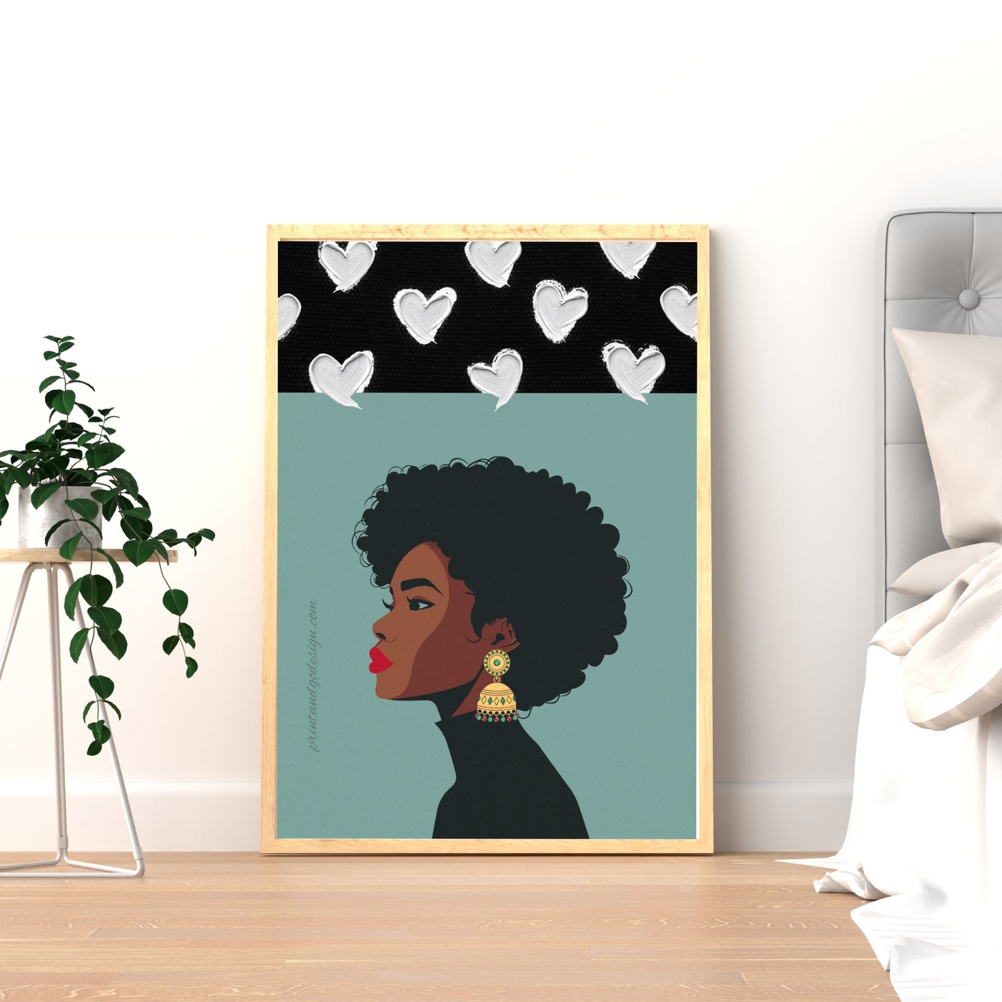 Melanin Wall Art Set of 2 | Black Woman Portrait Printable Art | African American Fashion Illustration | Modern Gallery Wall Decor | Instant Download