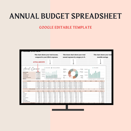 The Ultimate Monthly & Annual Budget Spreadsheet | Google Sheets + Canva Bonus