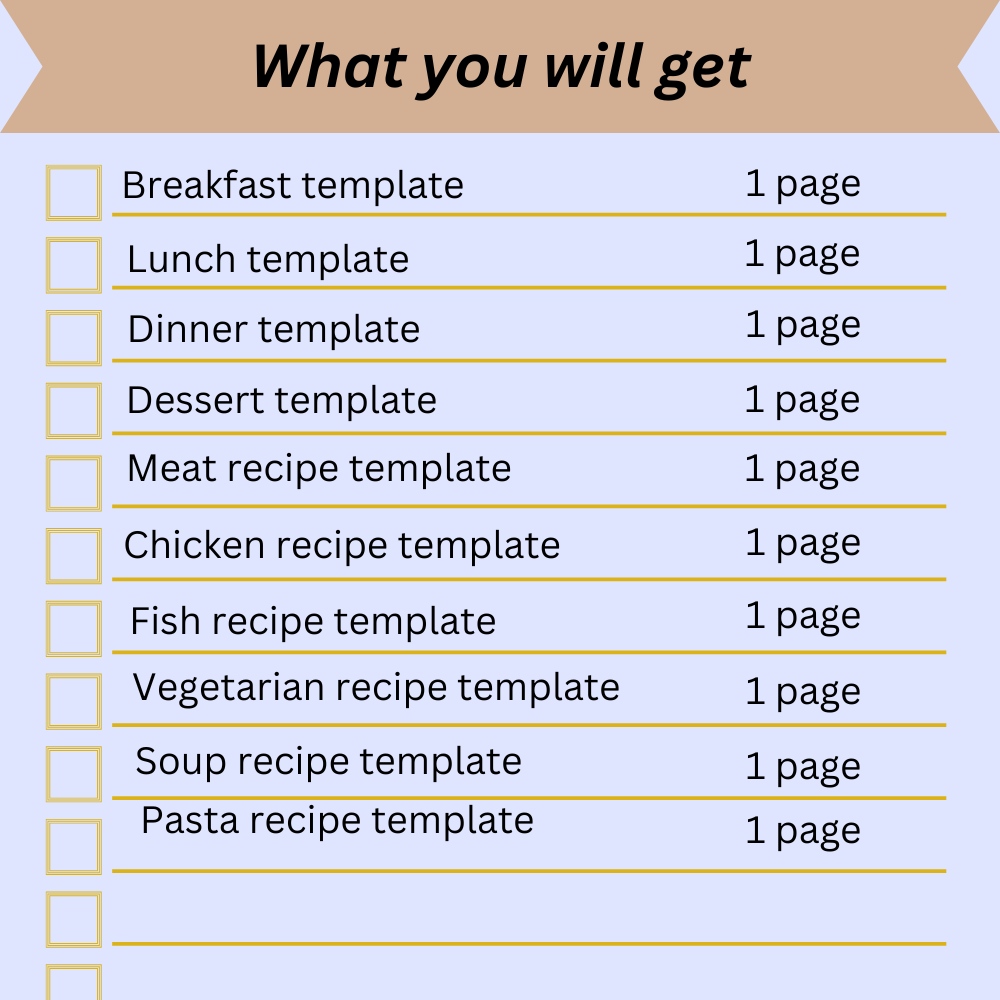 10 printable simple recipe pages to plan your meals and make it easy