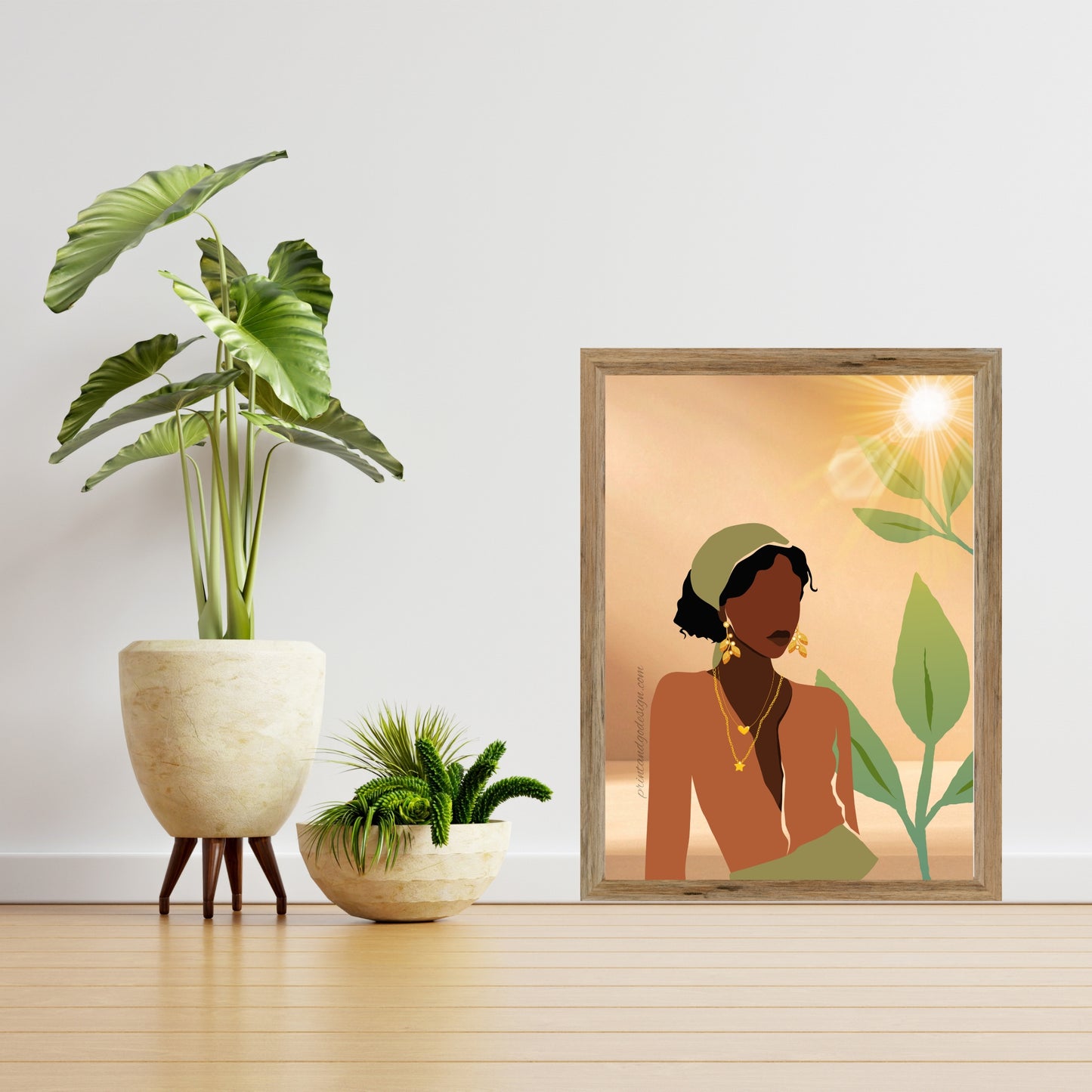 Bundle OF 2 | Melanin Wall Art Set | African American Woman Chic Illustration | Modern Boho Home Decor