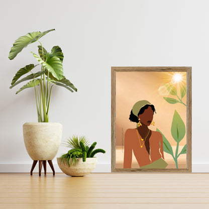 Bundle OF 2 | Melanin Wall Art Set | African American Woman Chic Illustration | Modern Boho Home Decor