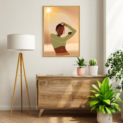 Bundle OF 2 | Melanin Wall Art Set | African American Woman Chic Illustration | Modern Boho Home Decor