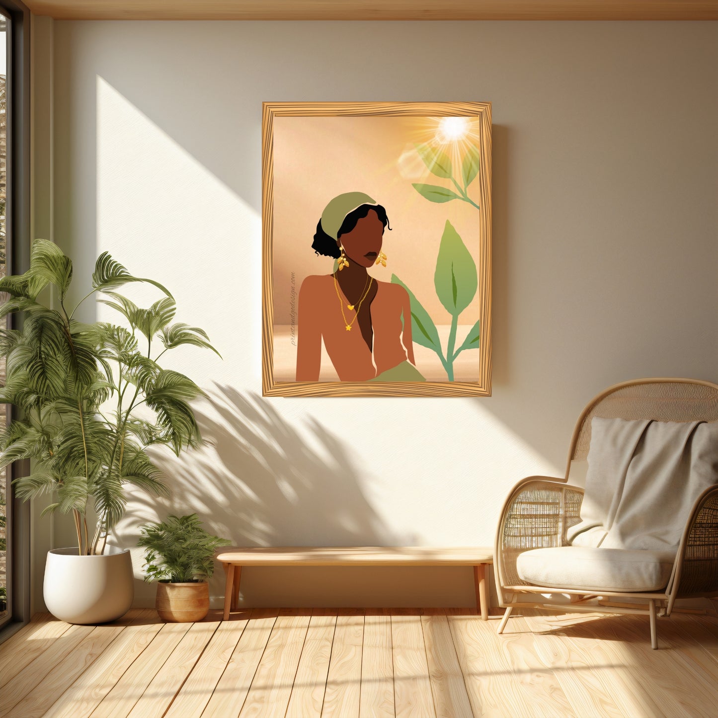 Bundle OF 2 | Melanin Wall Art Set | African American Woman Chic Illustration | Modern Boho Home Decor