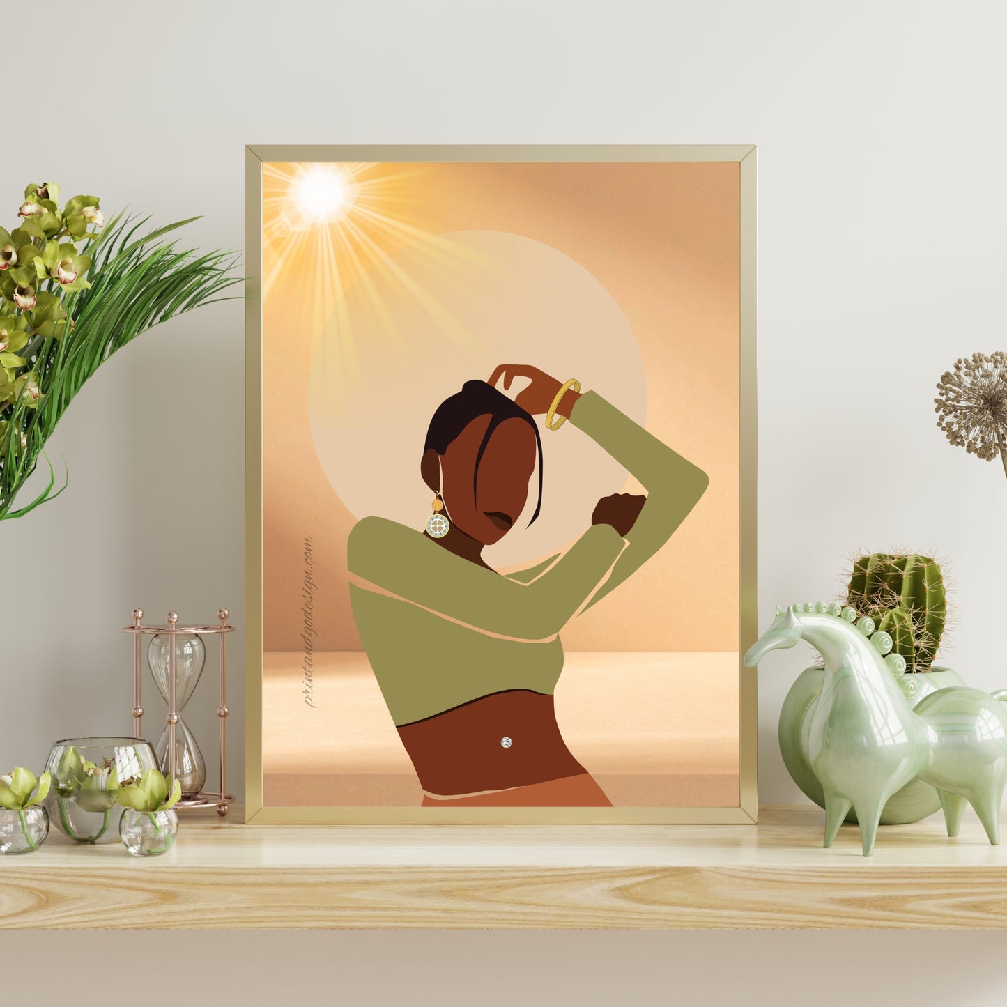 Bundle OF 2 | Melanin Wall Art Set | African American Woman Chic Illustration | Modern Boho Home Decor