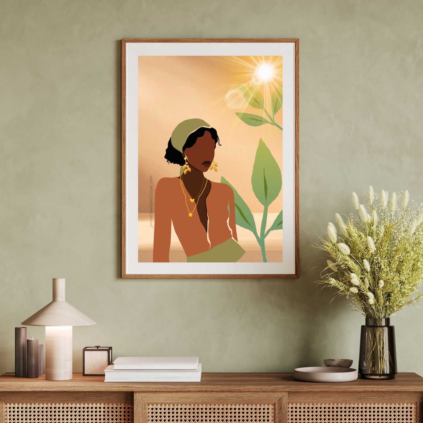 Bundle OF 2 | Melanin Wall Art Set | African American Woman Chic Illustration | Modern Boho Home Decor