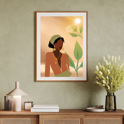 Bundle OF 2 | Melanin Wall Art Set | African American Woman Chic Illustration | Modern Boho Home Decor