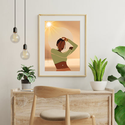 Bundle OF 2 | Melanin Wall Art Set | African American Woman Chic Illustration | Modern Boho Home Decor