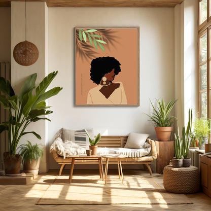 SET OF 2 | Black Woman Wall Art Prints | Melanin Fashion Illustration Set | Contemporary Boho Decor