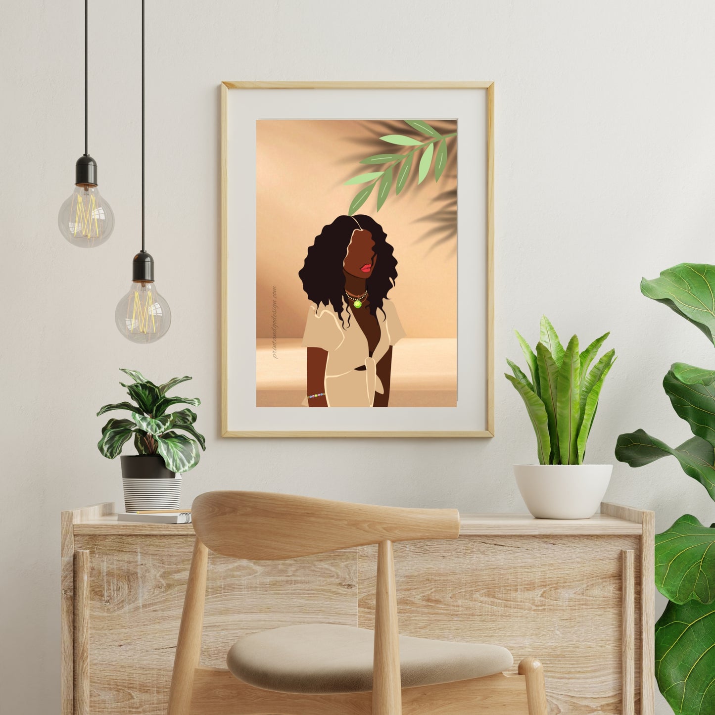 SET OF 2 | Black Woman Wall Art Prints | Melanin Fashion Illustration Set | Contemporary Boho Decor