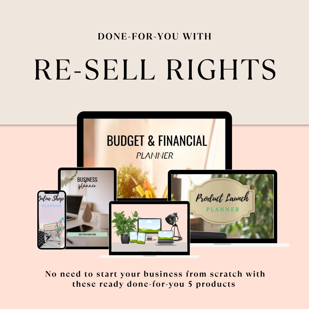 The Ultimate Digital Product Planner & 5 Business Planners & Mockup Bonus| with Re-Sell Rights to start selling immediately