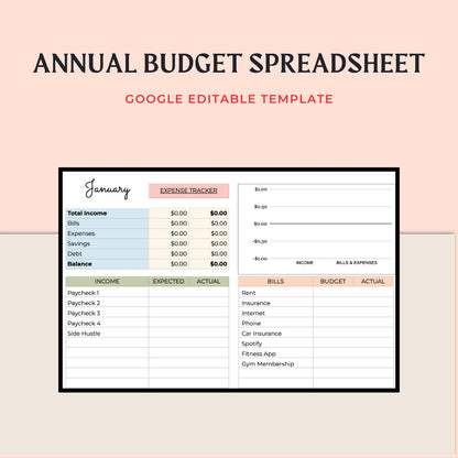 The Ultimate Monthly & Annual Budget Spreadsheet | Google Sheets + Canva Bonus