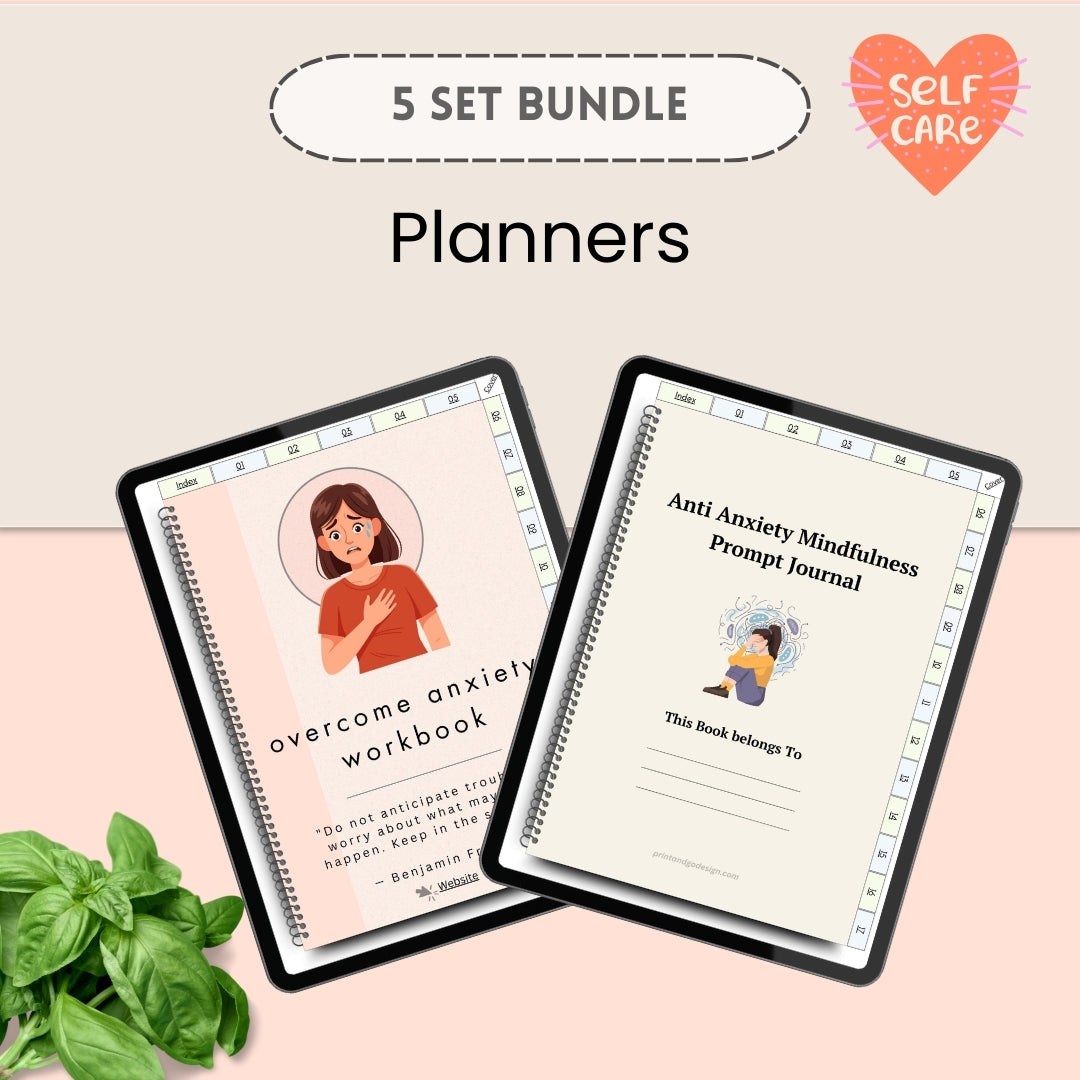 Ultimate Anti-Anxiety Digital Planner Bundle | 5-in-1 Mindfulness & Recovery Hyperlinked Toolkit | Compatible with GoodNotes, Noteshelf, Xodo & PDF