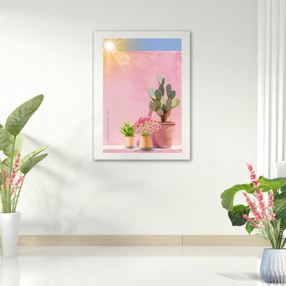 Pink Floral Wall Art Set of 3 | Mediterranean Door & Cactus Prints | Feminine Botanical Gallery Wall | Modern Printable Decor | Instant Download